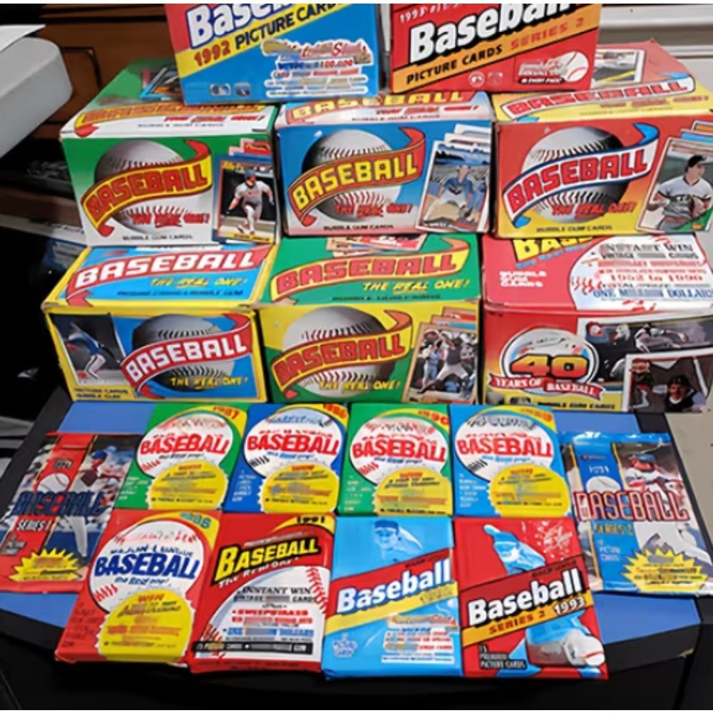 Vintage Baseball Cards Unopened Lot – 50 Cards from 1987-1995 Era | 4 Sealed Mini Packs Included | Retro Baseball Collector Gift for Fans & Hobbyists