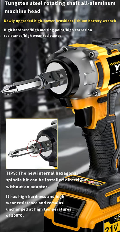 21V Cordless Impact Wrench Kit High Torque Brushless with 4000mAh Rechargeable Battery – Wireless Power Wrench Driver for Car Motorcycle Repair, DIY Home Projects, Gift for Mechanics & Men