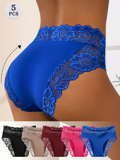 Women's Bikini Briefs - Breathable Floral Lace