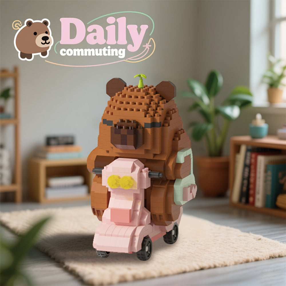 Capybara Micro Brick Building Set 562pcs Collector Edition – Miniature DIY Assembly Desk Decor Stress Relief Toy for Kids Teens Adults Capybara Lover Gift Birthday Easter Christmas Multiple Scenes