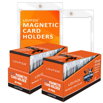 Magnetic Trading Card Holder 48 Pack 35PT UV Hard Plastic Case Single Touch Magnetic Closure for Trading Cards Sports Football Baseball Game Collectibles Bulk Card Protection Set
