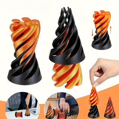 3D Printed Spiral Fidget Cone 10 Pack – Impossible Pyramid Spiral Tree & Carrot Stress Relief Toy, Unique Fish Tank Decoration, Office Desk Novelty Gift for Adults, Blue or Random Color