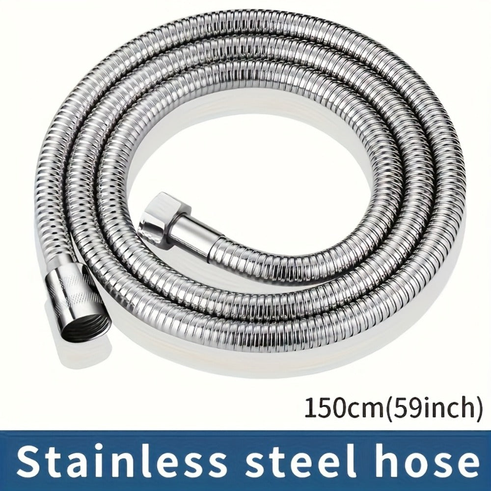 Flexible Stainless Steel Shower Hose Electroplated - Round Shape, Wall-Mounted Easy Install, for Rainfall Shower Heads & Sprayers, 59" / 78.7" / 118" Length Options, Chrome Finish