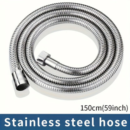 Flexible Stainless Steel Shower Hose Electroplated - Round Shape, Wall-Mounted Easy Install, for Rainfall Shower Heads & Sprayers, 59" / 78.7" / 118" Length Options, Chrome Finish
