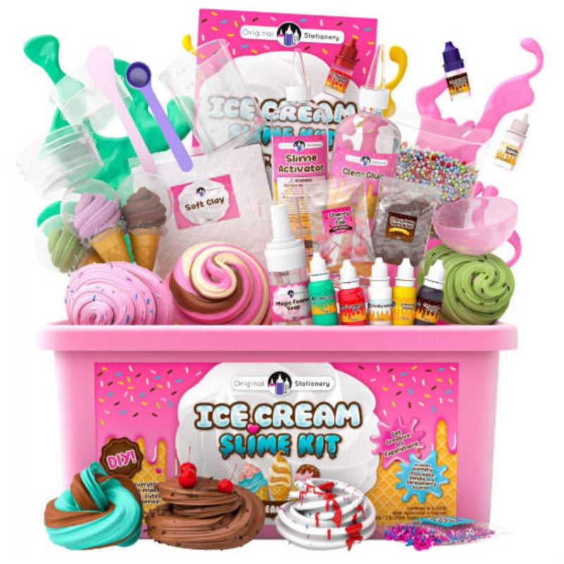 Novelty Slime Toy Ice Cream & Lollipop Set for Kids – Cute Food Shaped Squishy Slime, Fun Party Favors for Christmas Halloween Easter, Sensory Play Gift for Girls & Boys Ages 3+