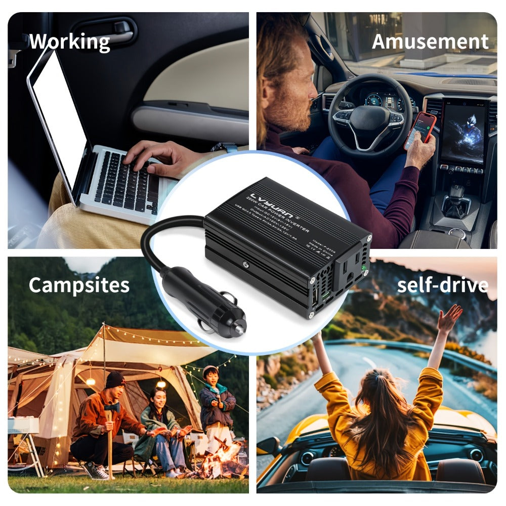Car Power Inverter 500W 12V to 110V AC Outlet Converter with QC3.0 USB Port for Vehicle Boat Truck RV Portable Auto Power Adapter 200W Rated American Standard Socket Black Red