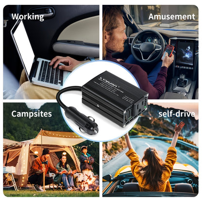 Car Power Inverter 500W 12V to 110V AC Outlet Converter with QC3.0 USB Port for Vehicle Boat Truck RV Portable Auto Power Adapter 200W Rated American Standard Socket Black Red