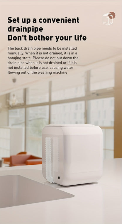 Mini Washing Machine Pure Copper Motor High Torque 4 Washing Modes Portable Washer for Underwear Socks Baby Clothes Separate Washing Anti Cross-Infection White