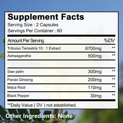 Saw Palmetto Ginseng Maca Men's Prostate & Vitality Supplement – 120 Capsules Plant-Based Daily Formula for Male Wellness, Energy & Hormonal Balance Support