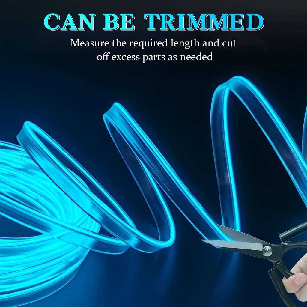 2pcs/Set16ft 5V USB Auto Neon Light Strip, EL Wire Car Interior LED Strips Lights, Electroluminescent Vehicle Interior Ambient Lighting Decor Accessories, Universal for RV, SUV, Truck Car