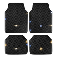 Black PU leather embroidered rhinestone crown foot pad