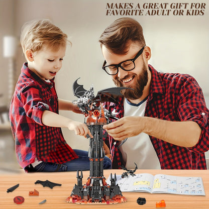 Dragon Castle Building Set Black Dragon Guardian Tower – Dark Fantasy Assembly Model Kit for Adults & Teens, Gothic Magic Tower Display Piece, Halloween Birthday Gift for Dragon & Fantasy Fans