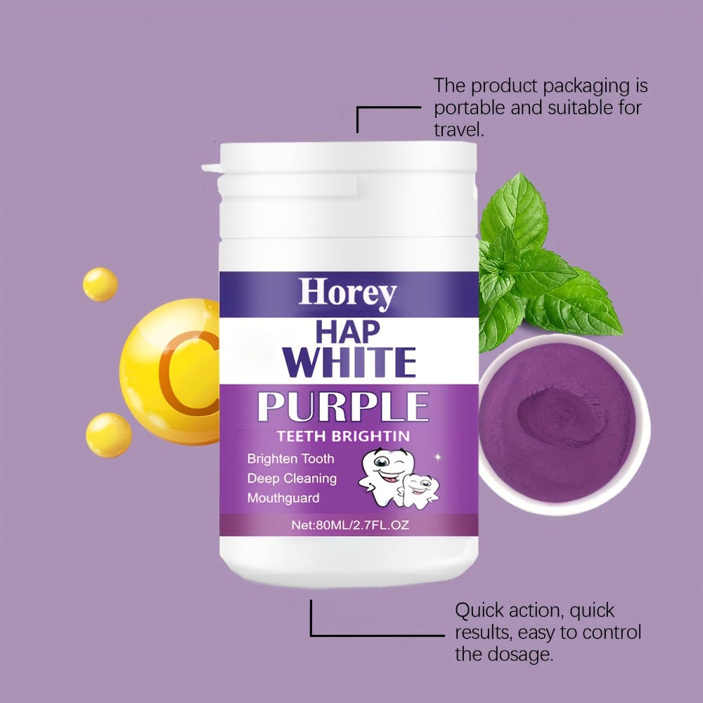 Purple Teeth Whitening Powder for Sensitive Teeth – BPA-Free Alcohol-Free Tooth Polishing Powder Deep Cleans Removes Odors Whitens Teeth Gentle Non-Irritating 3-Day Brushing Program for Adults