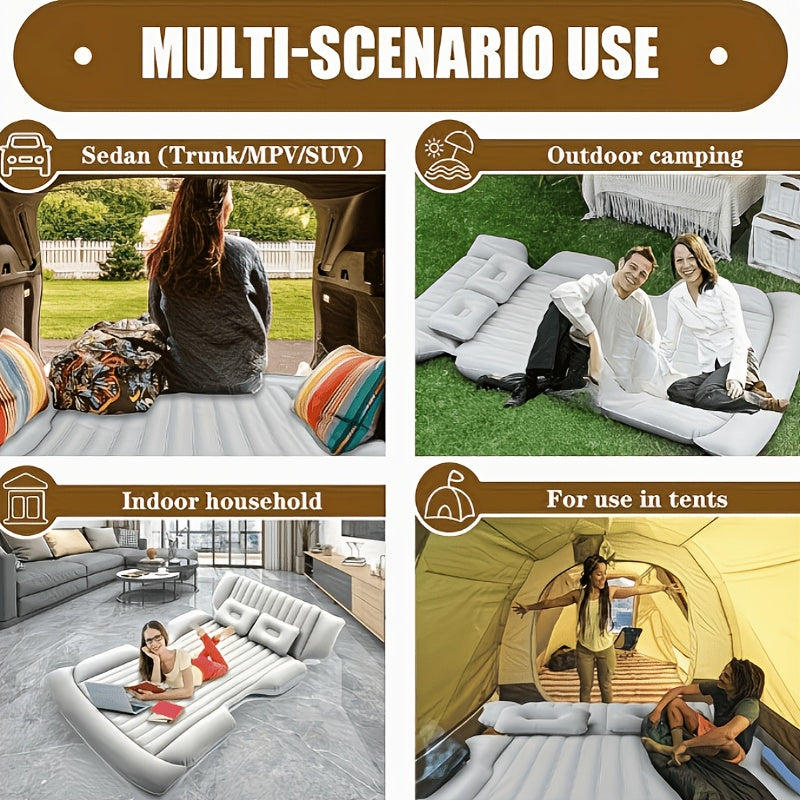 SUV Inflatable Thick Travel Camping Bed with 2 Pillows And Air Pump, Dedicated Portable Inflatable Mattress for SUV Trunk And Back Seat, Suitable for RVs, Trucks, Outdoor Camping, Beaches, Road Trips, Etc.