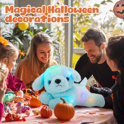 Light-Up Musical Blue Puppy Plush Toy — Glowing Stuffed Animal Dog with Sound & Lights for Kids, Toddlers, Girls & Boys | Soft Cuddly Plush Doll | Birthday Christmas Easter Gift | Room Decor
