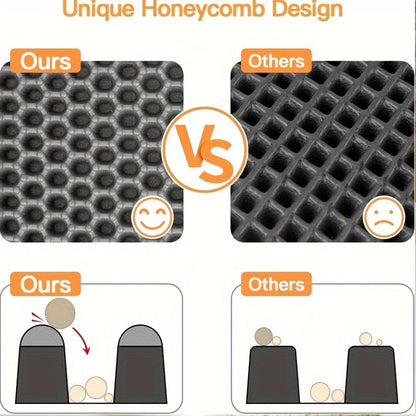 Cat Litter Mat Honeycomb Double Layer - Waterproof Urine-Proof Washable Litter Trapping Mat, Reduces Scatter & Easy to Clean, 2 Sizes & 3 Colors for Indoor Cats