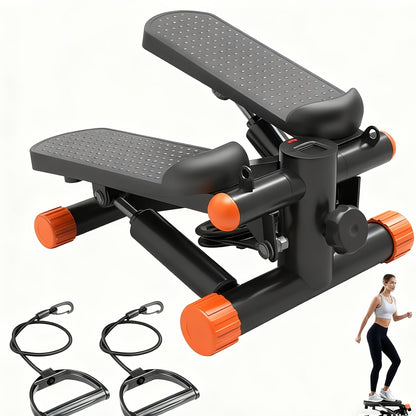 Mini Exercise Stepper Machine with Resistance Bands – Portable Twist Stair Stepper, 300lb Capacity, Full Body Trainer for Legs, Arms & Cardio – Home Workout Stepper, Orange, Black or Blue