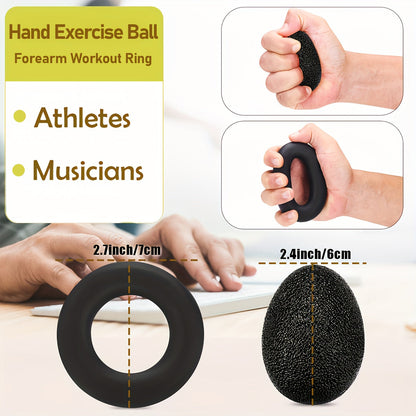 Grip Strengthener Set 5pcs - Adjustable Hand Grip Trainer with Counting, Finger Exerciser, Finger Stretcher, Forearm Workout Ring & Hand Exercise Ball for Rock Climbing, Tennis, Guitar, Rehab