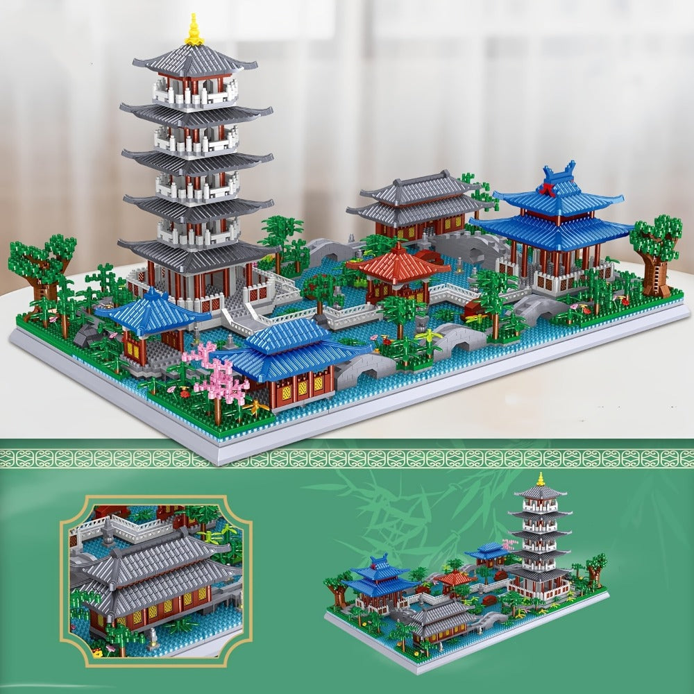 Hangzhou West Lake Building Blocks Set 3282 Pcs – Miniature Chinese Architecture Model Pagoda Cherry Blossom Collectible Landscape Display for Adults Teens Cultural Birthday Christmas Gift