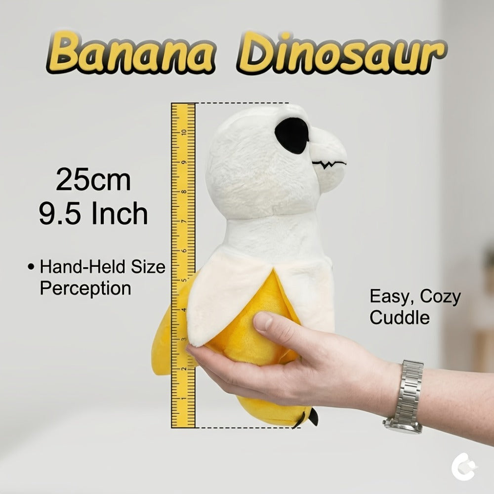 Banana Dinosaur Plush Toy 9.5 Inch Kawaii T-Rex Stuffed Animal — Cute Soft Squishy Dino Plushie for Kids Toddlers, Funny Unique Birthday Easter Christmas Gift for Boys Girls Dino Lovers