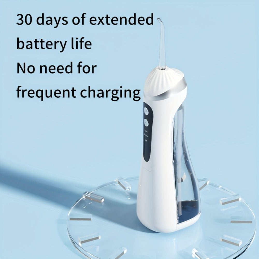 USB Rechargeable Water Flosser 3 Modes — Portable Oral Irrigator with Flosser Tips & Brush Head, Cordless Dental Water Pick for Travel, Home & Daily Gum Care, White Black Pink