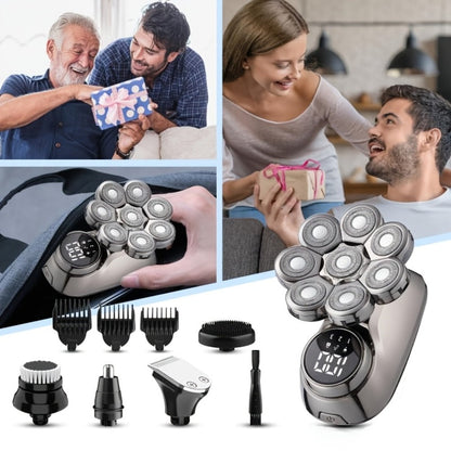 Electric Shaver 8-Blade 5-in-1 – IPX7 Waterproof USB-C Rechargeable Multi-Function Grooming Kit with Nose Hair Trimmer & Facial Brush, Fully Washable, 8D Replacement Blade Available