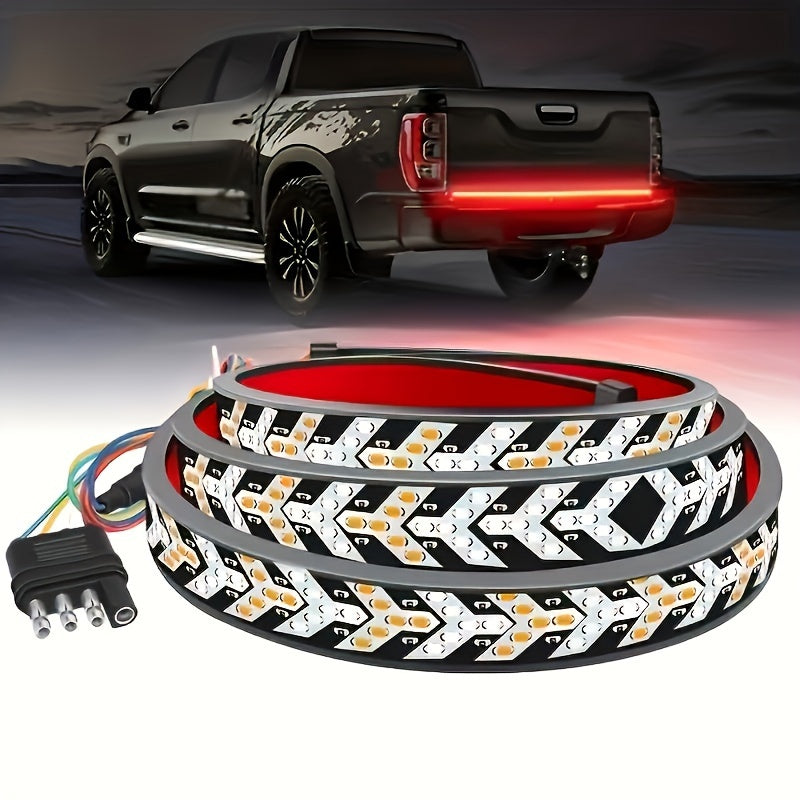 60in Pickup Truck Arrow LED Light Red And Yellow Light Strip, Truck Rear Decorative Light, Car Rear Atmospheric Light 12V