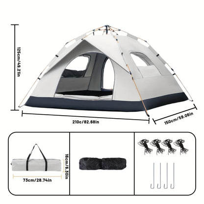 Waterproof Pop Up Camping Tent with Double Doors - Cloud Gray Automatic Instant Setup Shelter for Beach, Hiking, Camping, RV & Travel, Portable Foldable Sunshade Tent with Optional Mesh Windows, 2 Sizes Available