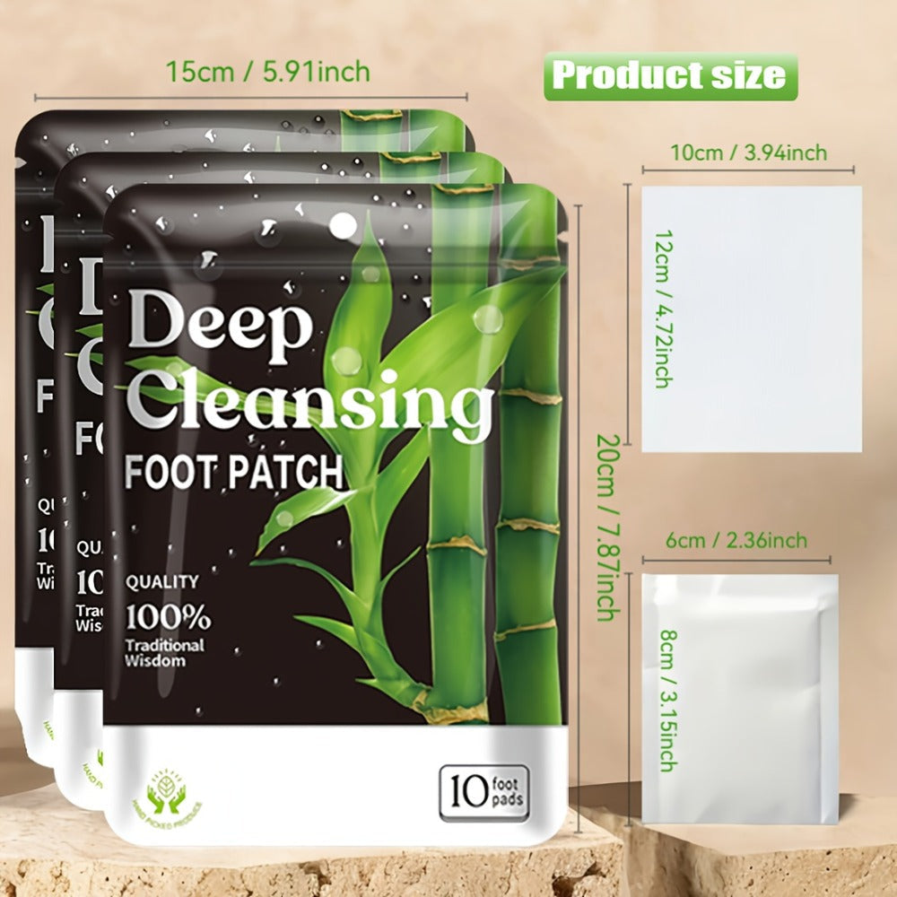 Detox Foot Patches with Bamboo Vinegar Ginger & Lavender — Natural Plant Formula Deep Cleansing Overnight Foot Pads, Moisturizing Soothing Foot Care for Tired Aching Feet, Home Spa Wellness Gift