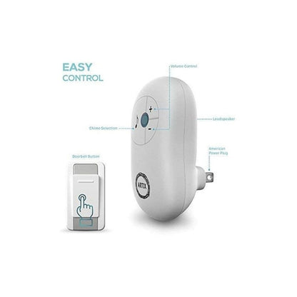 Wireless Doorbell Kit 36 Chimes 100M Range Waterproof – Adjustable Volume 25-110dB, Plug-In Receiver & Push Button Transmitter, No Wiring Easy Install for Home Office Store & Classroom