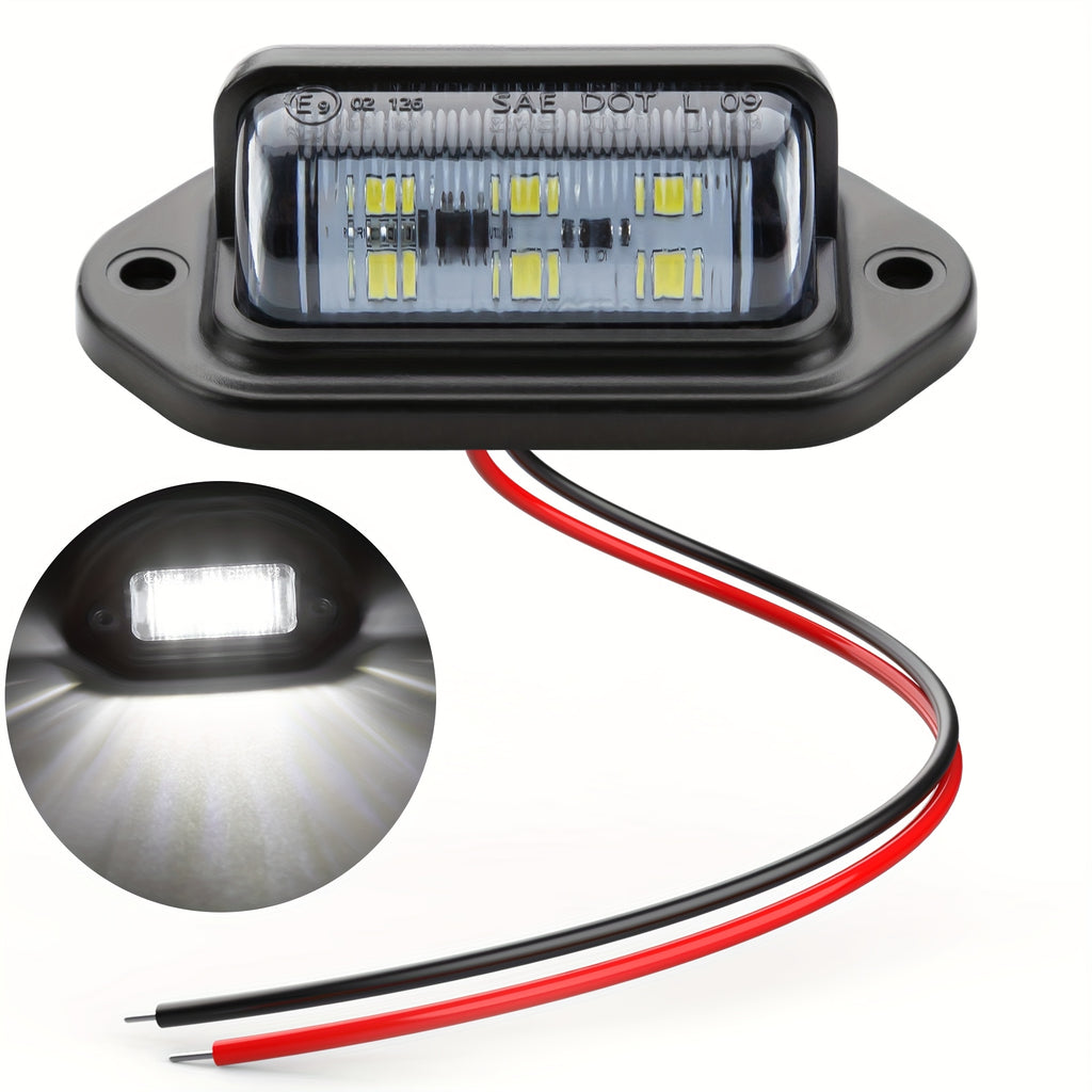 4pcs 6 LED License Plate Lights, 12V-24V, Durable PVC, Easy Installation with Pre-Drilled Holes And Mounting Screws Included-Suitable for Cars, Trucks, Trailers, Motorcycles, Boats, RVs, License Plate Illumination|Clear Lens LED|Functional Lighting
