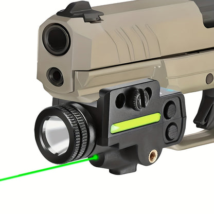 Tactical Green Laser Sight with LED Flashlight Combo - USB Rechargeable, Picatinny Rail Mount, Ambidextrous for Pistols, Rifles & Airguns