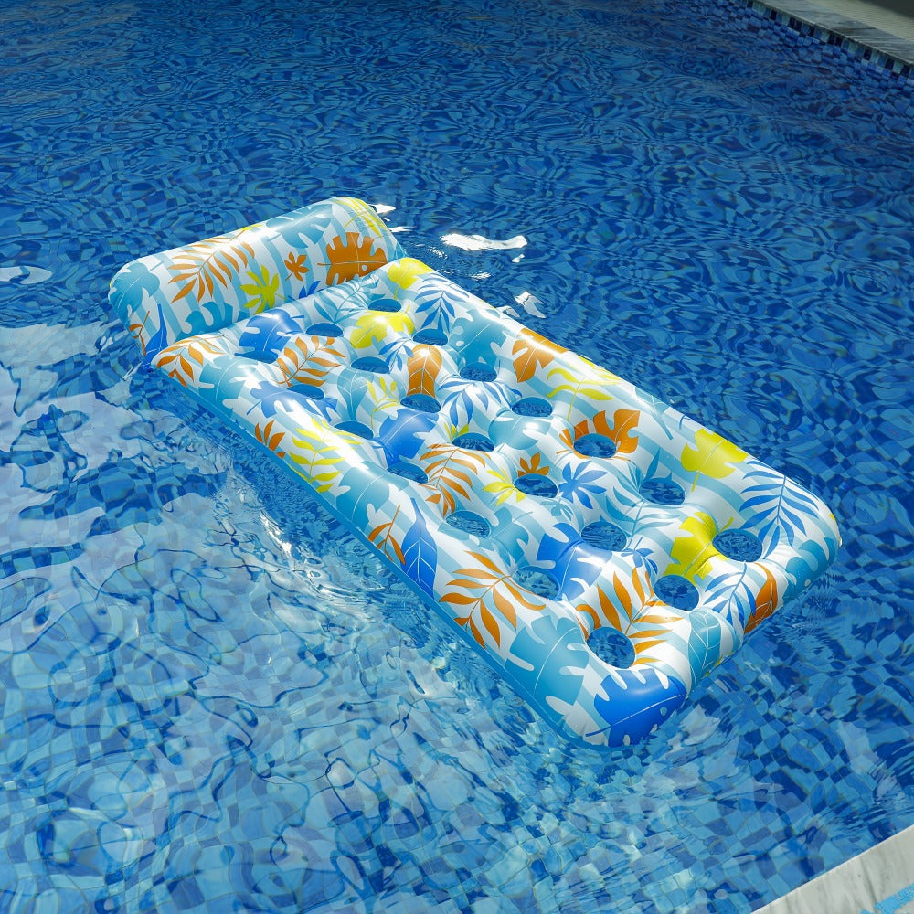 Sun Tanning Pool Float Raft for Adults – Inflatable Floating Lounge with Cup Holders, Suntanning Floaties for Swimming Pool Lake Beach, 2-Pack Mixed Colors or 4-Pack Value Set, Summer Party Gift