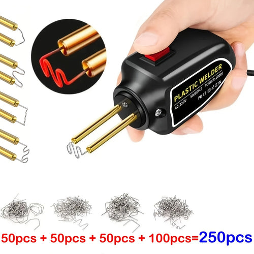 100W Plastic Welding Repair Kit with 250pcs Staples – Hot Staple Gun Welder for Car Bumper Repair, Plastic Crack Fix, DIY Auto Body & Home Plastic Restoration Tool