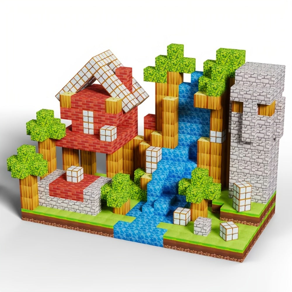 Magnetic Building Blocks Set 130PCS with Magnetic Base – STEM Toys for Kids Ages 3-6 Interlocking Construction Bricks Large Small Blocks Educational Gift for Boys Girls