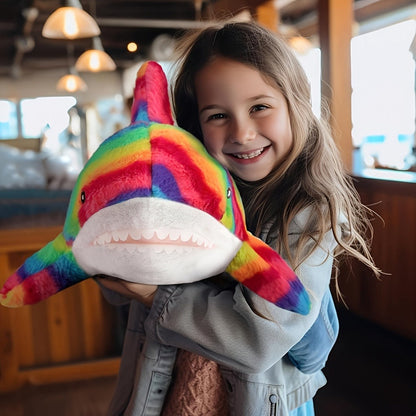 Shark Plush Stuffed Animal Mixed Colors – Cute Soft Shark Doll Couch Throw Pillow, Ocean Animal Toy Gift for Girls Kids Women Birthday Christmas Holiday