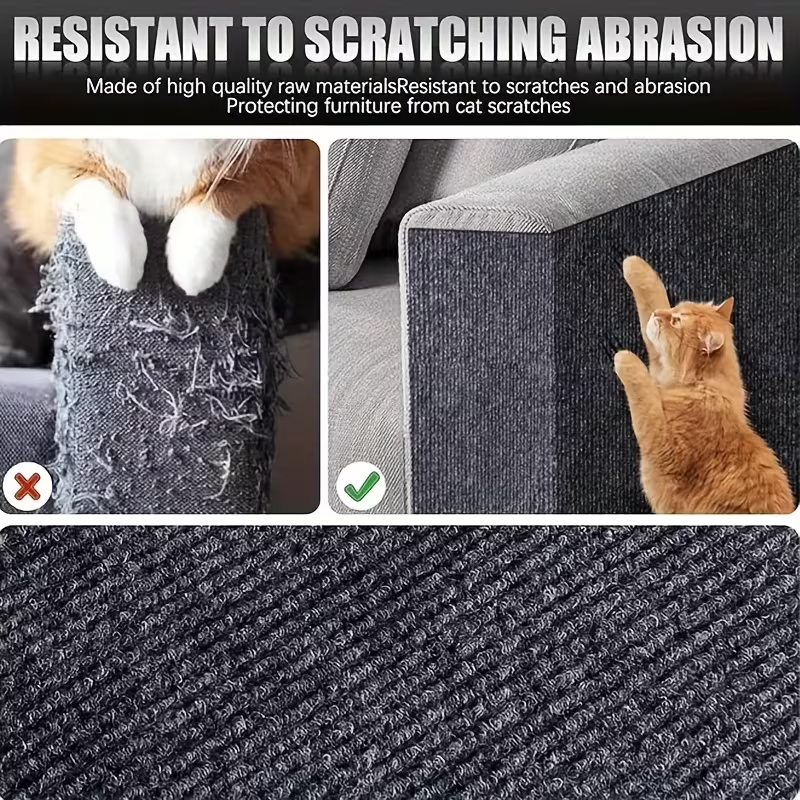 Cat Scratch Mat 55"x15" Trimmable Self-Adhesive Cat Scratching Pad for Furniture Sofa Couch Wall Door Corner Protection, Cat Scratcher Carpet with Adhesive Backing, Beige & Grey