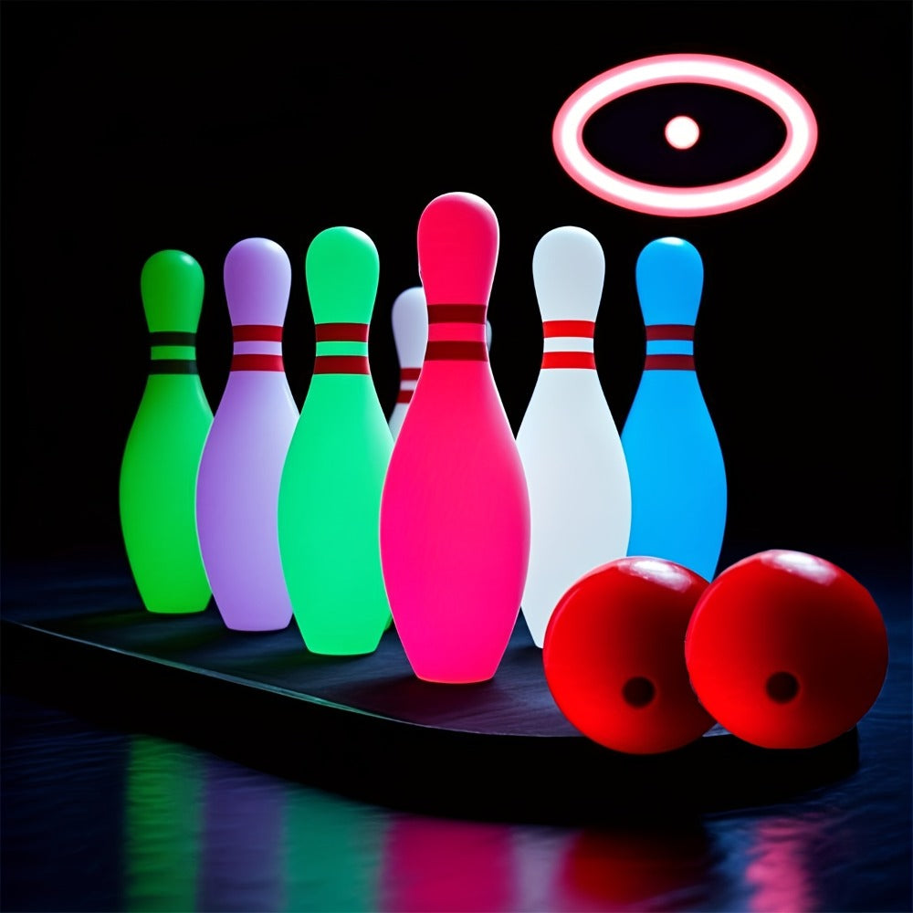 Kids Bowling Set Light Up Glow Pins & Ball – Indoor Outdoor Bowling Toy for Boys & Girls Ages 3+, Family Game Night, Birthday Gift for Toddlers, 6 or 8 Pin Options