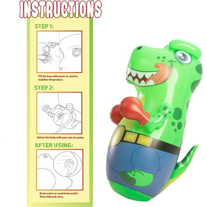 Inflatable Dinosaur Punching Bag for Kids 47 Inch – T-Rex Blow Up Bouncing Back Bopper, Water Base Bop Bag for Indoor Outdoor Active Play | Best Birthday Christmas Gift for Boys
