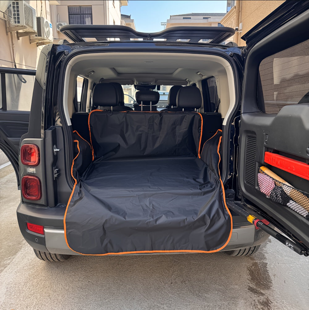 Car Trunk Mat with Orange Embellishment-durable Pet Seat Cover, Suitable for Cars, SUVs And Trucks-preventing Dirt, Spills And Scratches, Pet Car Accessories | Vibrant Accent Design | Protective Car Carpet