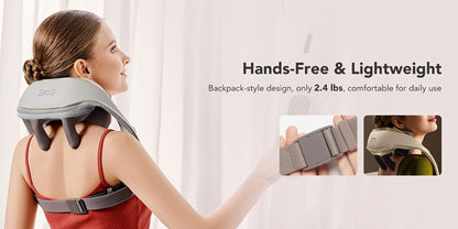 Wearable Neck & Shoulder Massager with Heat – 6D Bionic Hand Kneading Trapezius Massager, 9 Modes 3 Intensities 40-45°C Heat, Hands-Free Deep Tissue Massage for Home & Office, Gift for Women Men Mom