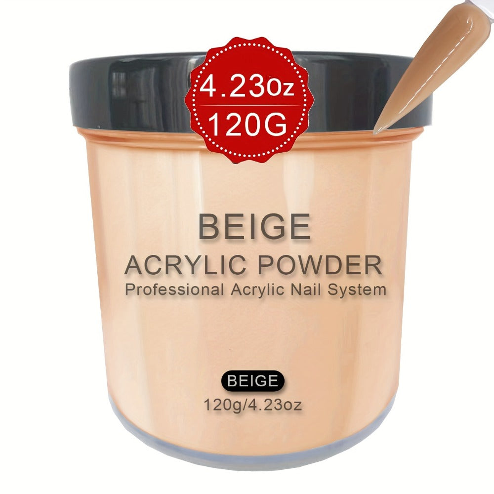 Nude Beige Acrylic Nail Powder 4oz – Natural Sheer Cover Sculpting Powder for Nail Extensions Overlays Enhancements Salon & DIY Manicure Professional System