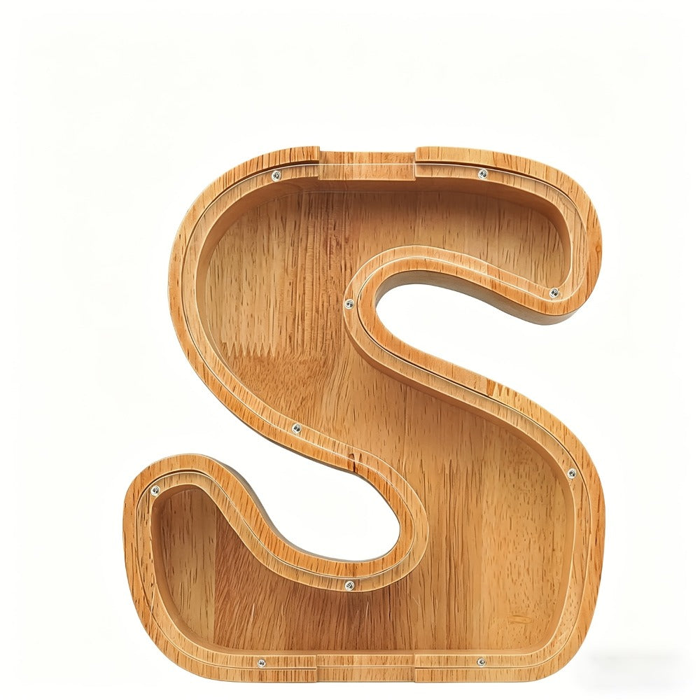 Personalized Wooden Piggy Bank for Kids – A-Z Alphabet Letter Initial Coin & Bill Savings Bank for Boys & Girls, Toddlers to Big Kids | Birthday Christmas Baby Shower Gift | Financial Literacy Toy & Room Decor