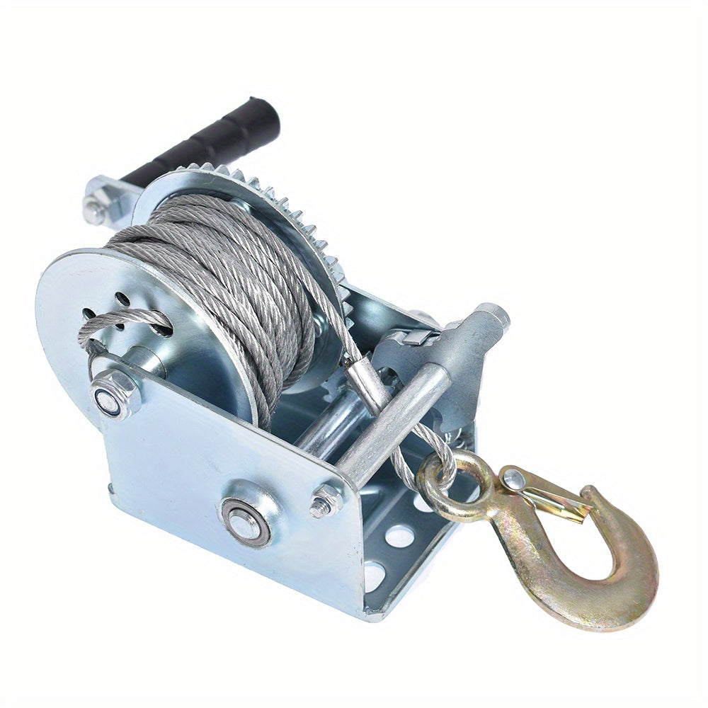 Hand Crank Winch 600-1600 Lbs Double Brake Safety Heavy Duty Steel Cable For Utility Boat Atv Trailers Farm Garage Pulling