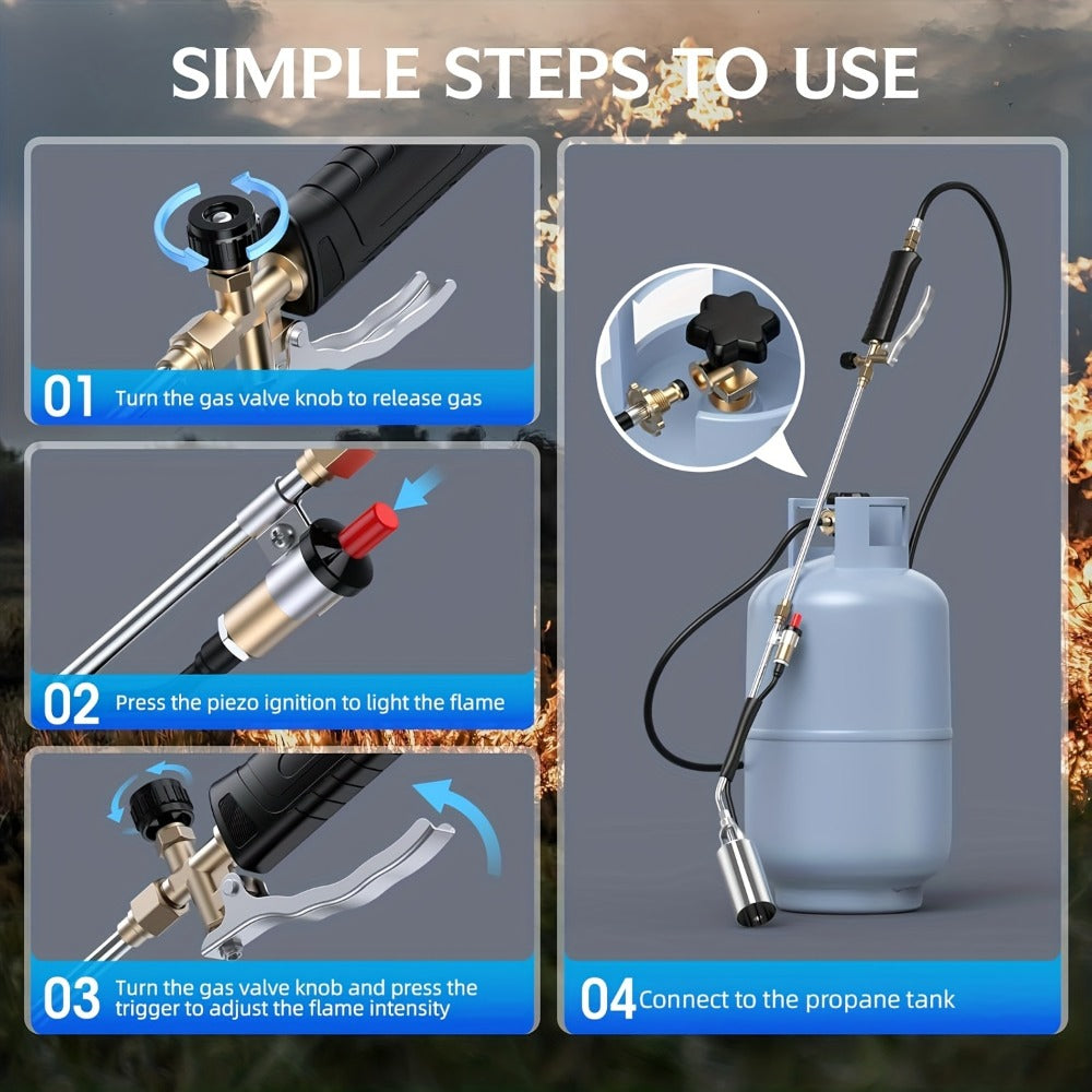 Propane Torch Weed Burner and Ice Snow Melter 79-Inch Hose Adjustable Flame Control Outdoor Flame Thrower for Garden Weed Killing Driveway Ice Melting Red Black