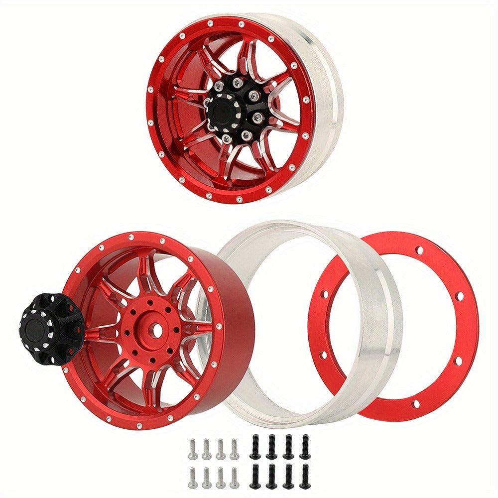 1.9" Beadlock Wheel Rims for RC Crawler 4pcs – Aluminum Alloy Metal Hub Upgrade Set for Axial SCX10 SCX10 III CC01 D90 TRX4 TRX6 1/10 Scale Rock Crawler