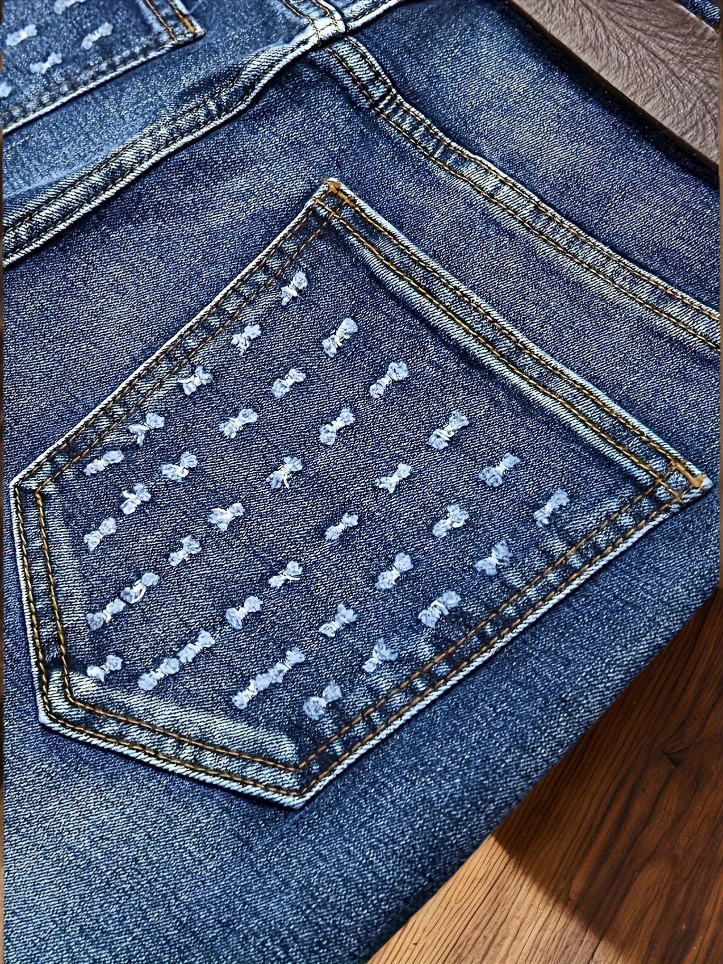 Men's Straight Leg Jeans - Classic Wash Distressed Weekend