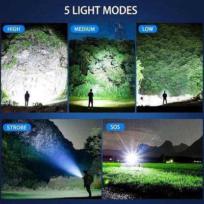 LED Flashlight Rechargeable 1000 Lumen – 2-Pack Super Bright Tactical Flashlight with Digital Display, Camping Fishing Hunting Emergency Lighting, Gift Box Included, Father's Day Gift for Men