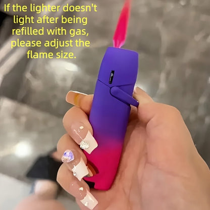 Cute Jet Torch Lighter for Women – Compact Windproof Adjustable Flame Lighter, Portable Refillable Butane Torch for Camping, BBQ, Kitchen & Candles, Stylish Gift for Women (No Butane Included)