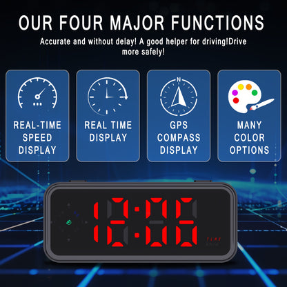 Latest GPS HUD Digital Speedometer, Plug And Play for All Cars, Big Font, KM/H MPH Switch, Multiple Color Displays, Without Battery